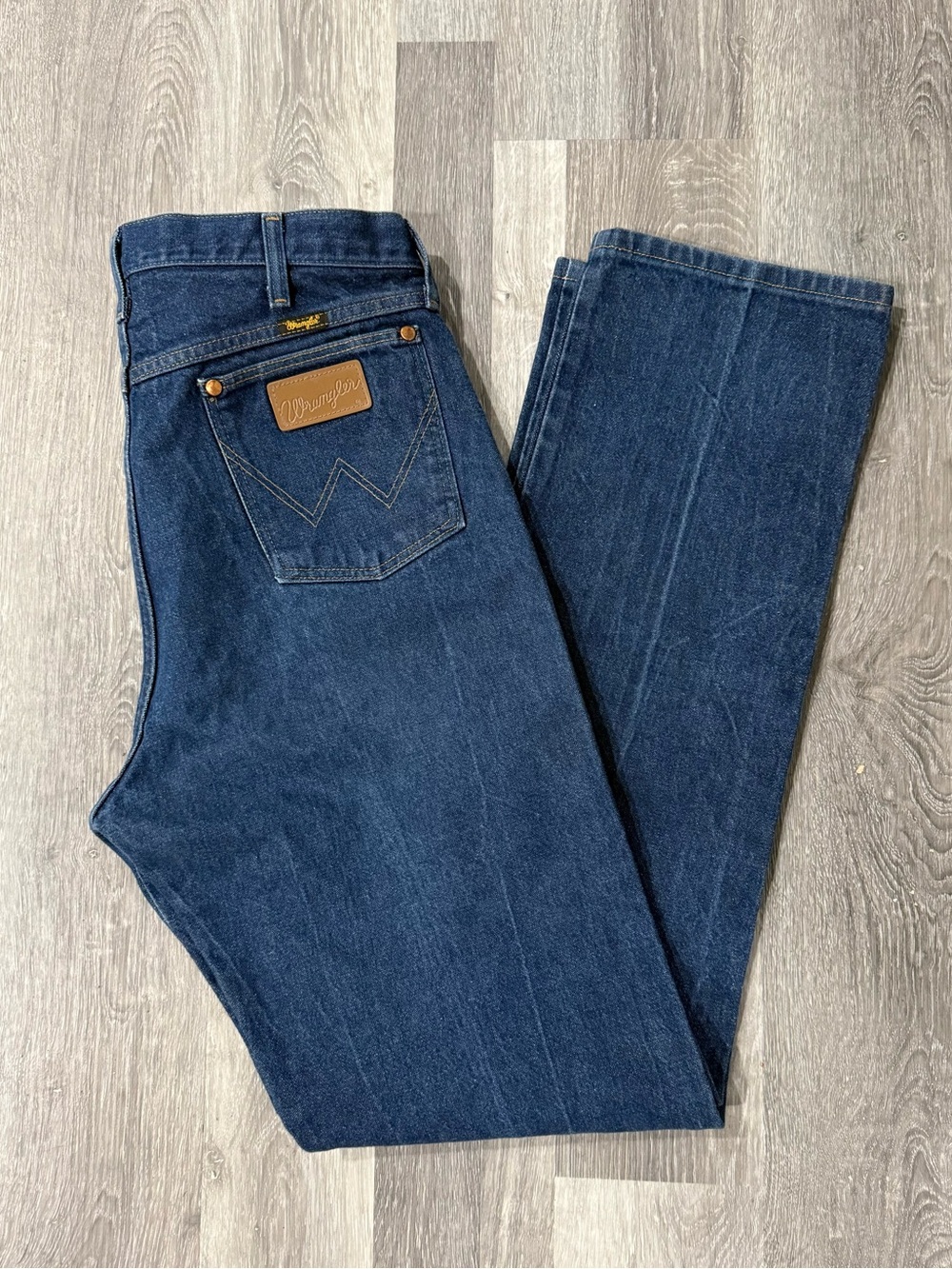 Wrangler Cowboy Cut 13MWZ Dark Wash Blue Denim Jeans Straight Leg High Rise
